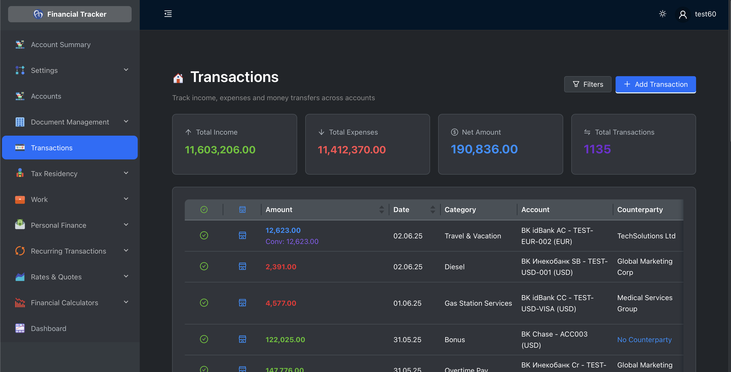 Transactions Screenshot